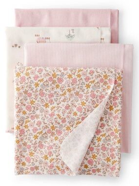 Carter's Pastel Pink & Cream Baby Receiving Blankets 4-Piece Set